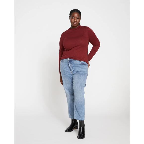 Universal Standard Tori Light-As-Air Mockneck Tee, XXS (6-8), Brick Red, BNWT - Picture 2 of 3